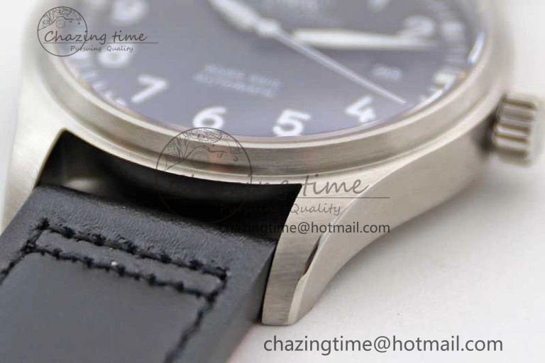 Mark XVIII IW327001 SS M+F 1:1 Best Edition Black Dial on Black Leather Strap A35111
