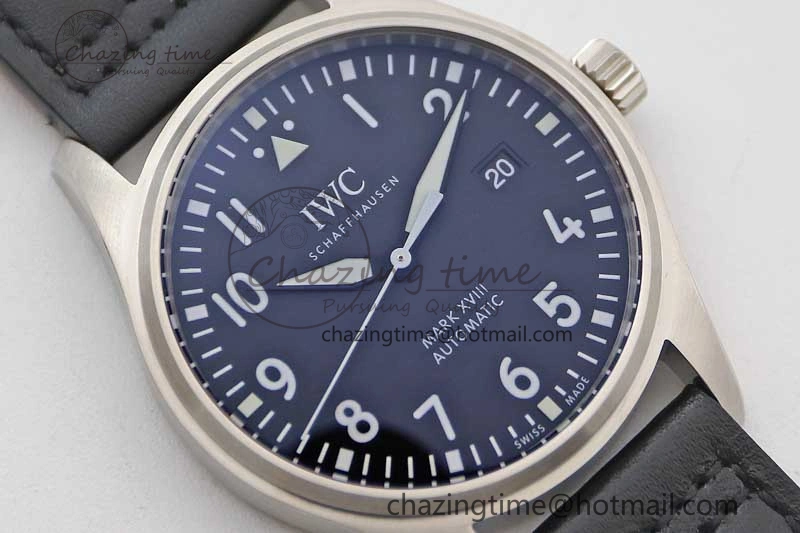 Mark XVIII IW327001 SS M+F 1:1 Best Edition Black Dial on Black Leather Strap A35111