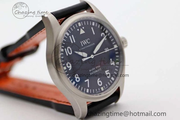 Mark XVIII IW327001 SS M+F 1:1 Best Edition Black Dial on Black Leather Strap A35111