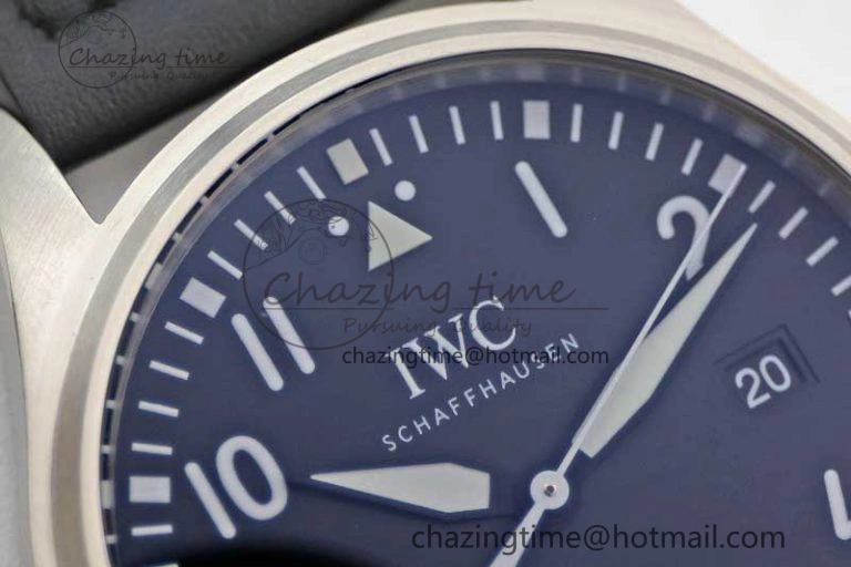 Mark XVIII IW327001 SS M+F 1:1 Best Edition Black Dial on Black Leather Strap A35111