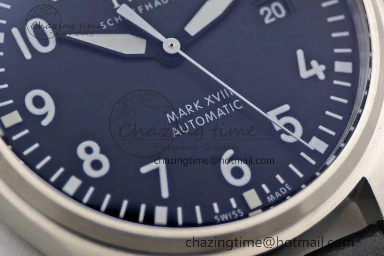 Mark XVIII IW327001 SS M+F 1:1 Best Edition Black Dial on Black Leather Strap A35111