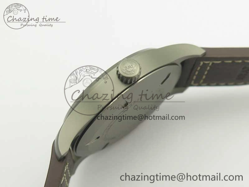 Mark XVIII IW327006 Titanium GSF 1:1 Best Edition Black Dial on Brown Leather Strap A2892