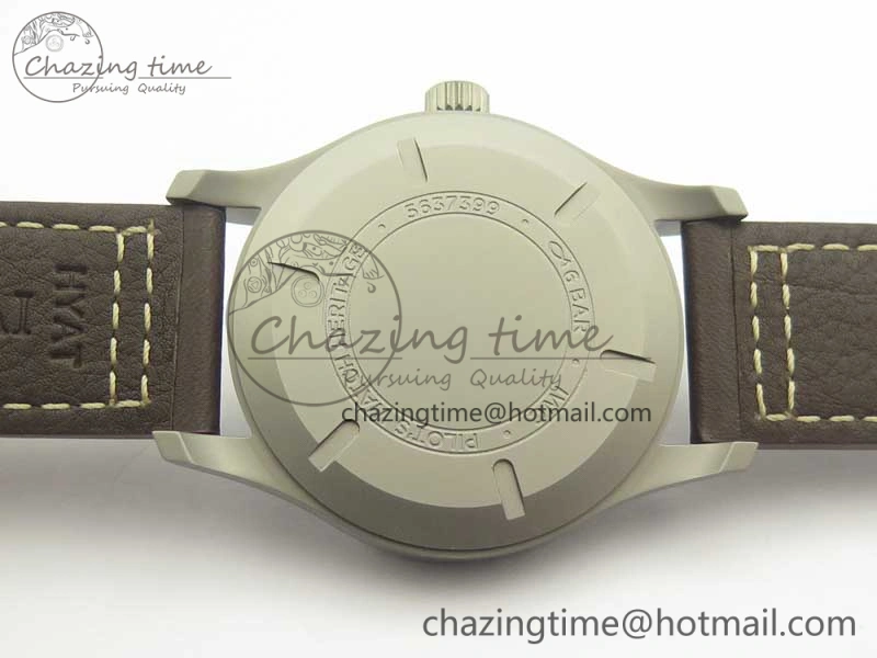 Mark XVIII IW327006 Titanium GSF 1:1 Best Edition Black Dial on Brown Leather Strap A2892