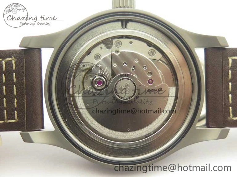 Mark XVIII IW327006 Titanium GSF 1:1 Best Edition Black Dial on Brown Leather Strap A2892