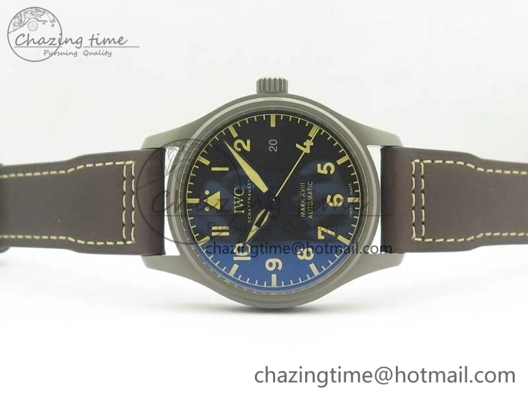 Mark XVIII IW327006 Titanium GSF 1:1 Best Edition Black Dial on Brown Leather Strap A2892