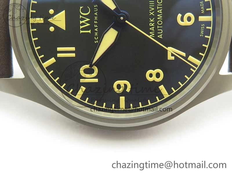Mark XVIII IW327006 Titanium GSF 1:1 Best Edition Black Dial on Brown Leather Strap A2892