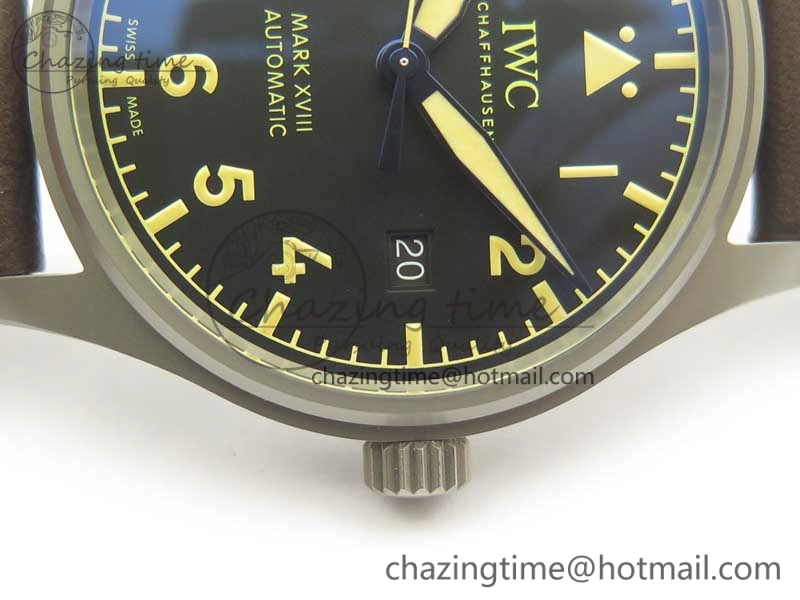Mark XVIII IW327006 Titanium GSF 1:1 Best Edition Black Dial on Brown Leather Strap A2892