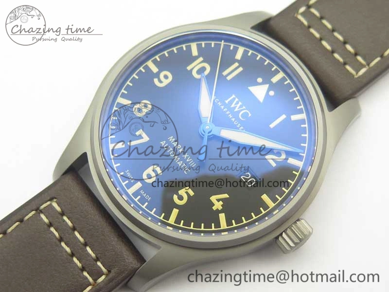 Mark XVIII IW327006 Titanium GSF 1:1 Best Edition Black Dial on Brown Leather Strap A2892