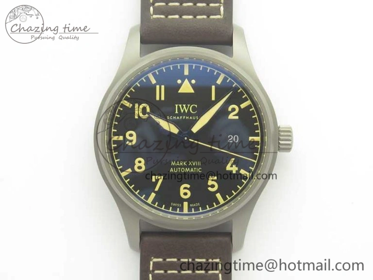 Mark XVIII IW327006 Titanium GSF 1:1 Best Edition Black Dial on Brown Leather Strap A2892