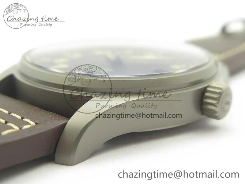 Mark XVIII IW327006 Titanium GSF 1:1 Best Edition Black Dial on Brown Leather Strap A2892