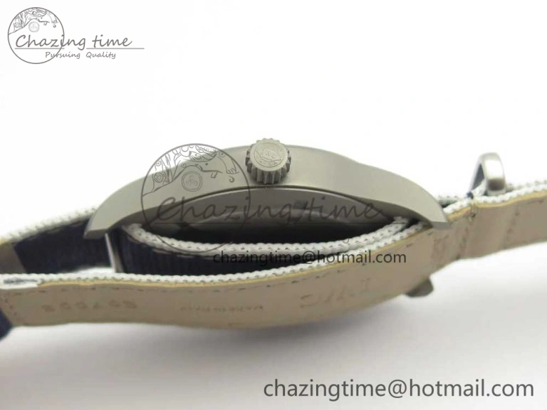 Mark XVIII IW327006 Titanium Grand M+F 1:1 Best Edition Black Dial on Nylon Strap A35111 (Free Leather Strap)
