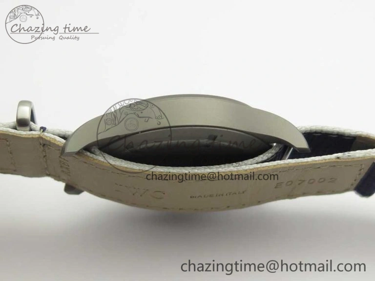 Mark XVIII IW327006 Titanium Grand M+F 1:1 Best Edition Black Dial on Nylon Strap A35111 (Free Leather Strap)