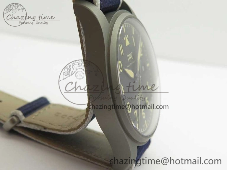 Mark XVIII IW327006 Titanium Grand M+F 1:1 Best Edition Black Dial on Nylon Strap A35111 (Free Leather Strap)