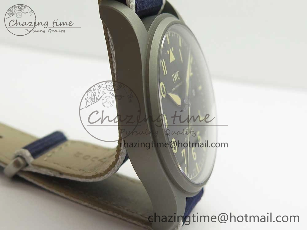 Mark XVIII IW327006 Titanium Grand M+F 1:1 Best Edition Black Dial on Nylon Strap A35111 (Free Leather Strap)
