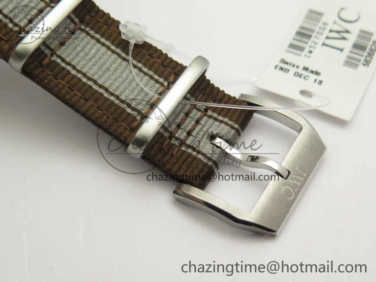 Mark XVIII IW327006 Titanium Grand M+F 1:1 Best Edition Black Dial on Nylon Strap A35111 (Free Leather Strap)