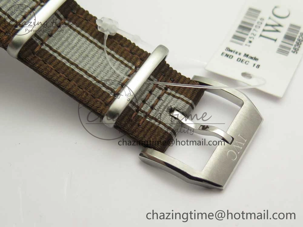 Mark XVIII IW327006 Titanium Grand M+F 1:1 Best Edition Black Dial on Nylon Strap A35111 (Free Leather Strap)