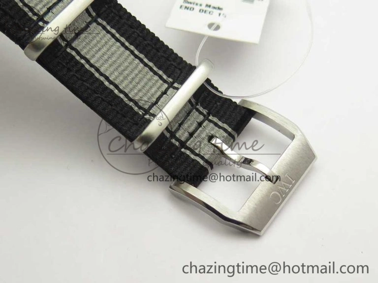 Mark XVIII IW327006 Titanium Grand M+F 1:1 Best Edition Black Dial on Nylon Strap A35111 (Free Leather Strap)