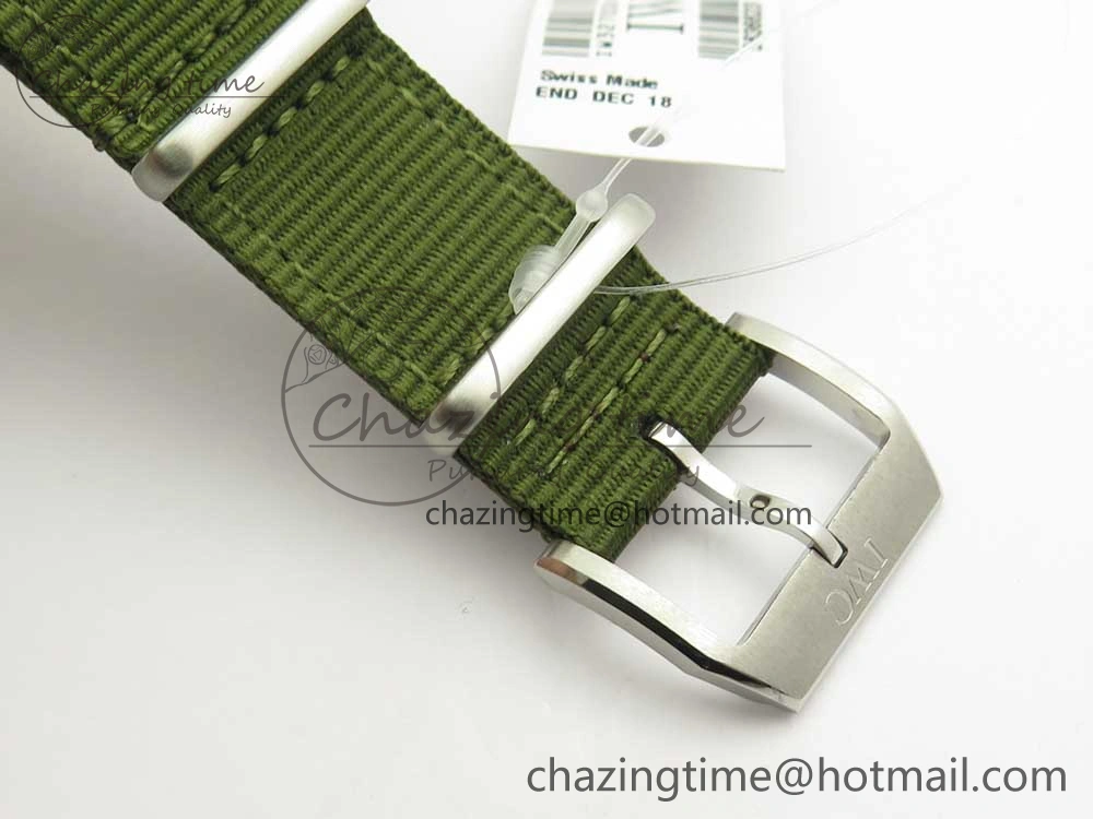 Mark XVIII IW327006 Titanium Grand M+F 1:1 Best Edition Black Dial on Nylon Strap A35111 (Free Leather Strap)
