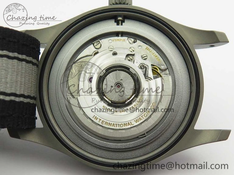 Mark XVIII IW327006 Titanium Grand M+F 1:1 Best Edition Black Dial on Nylon Strap A35111 (Free Leather Strap)