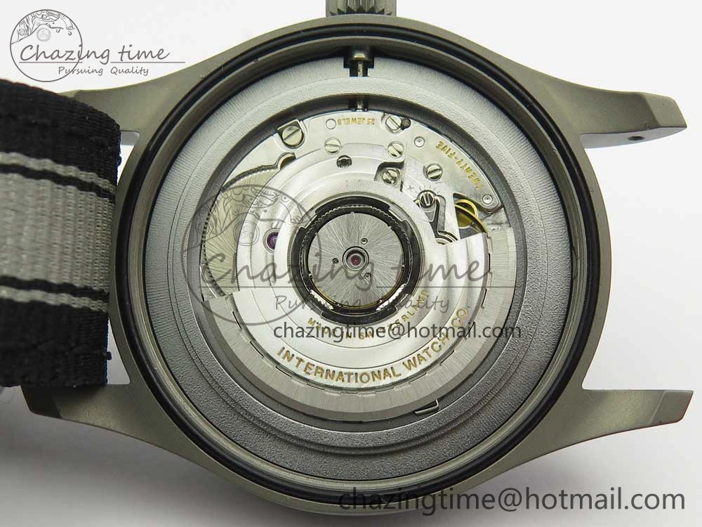 Mark XVIII IW327006 Titanium Grand M+F 1:1 Best Edition Black Dial on Nylon Strap A35111 (Free Leather Strap)