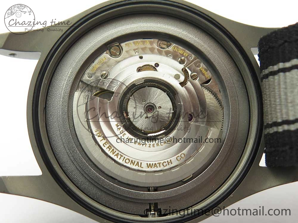Mark XVIII IW327006 Titanium Grand M+F 1:1 Best Edition Black Dial on Nylon Strap A35111 (Free Leather Strap)