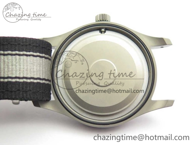 Mark XVIII IW327006 Titanium Grand M+F 1:1 Best Edition Black Dial on Nylon Strap A35111 (Free Leather Strap)