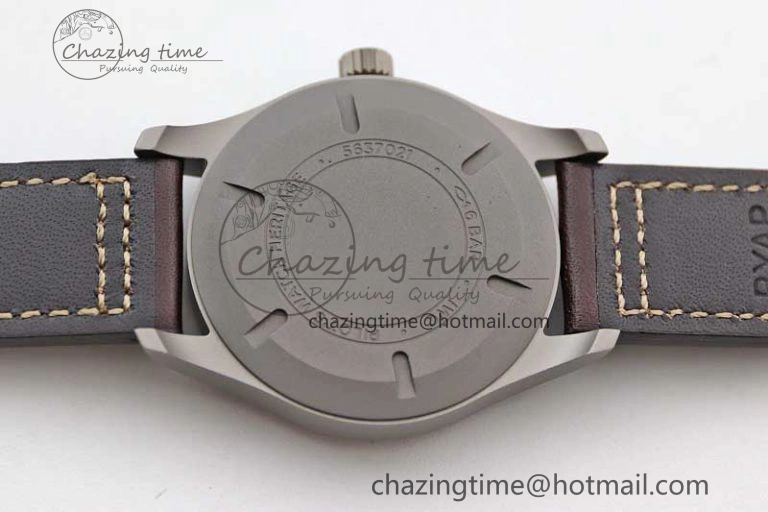 Mark XVIII IW327006 Titanium M+F 1:1 Best Edition Black Dial on Brown Leather Strap A35111