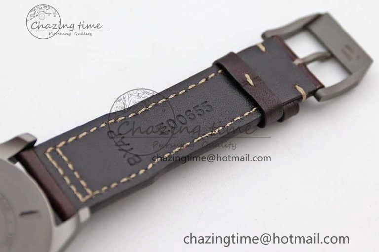 Mark XVIII IW327006 Titanium M+F 1:1 Best Edition Black Dial on Brown Leather Strap A35111