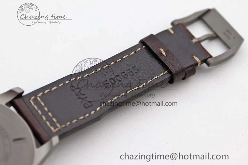 Mark XVIII IW327006 Titanium M+F 1:1 Best Edition Black Dial on Brown Leather Strap A35111