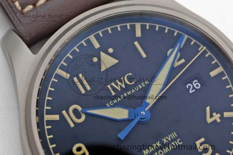 Mark XVIII IW327006 Titanium M+F 1:1 Best Edition Black Dial on Brown Leather Strap A35111