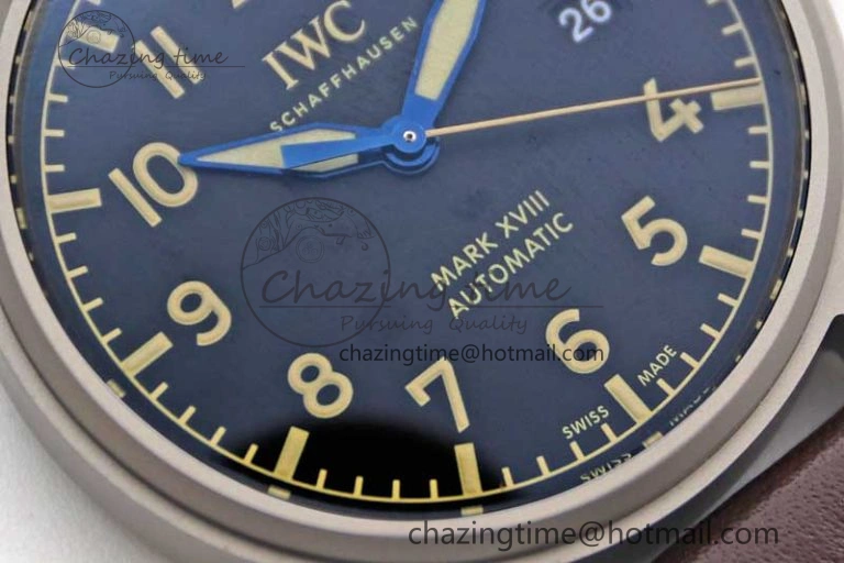 Mark XVIII IW327006 Titanium M+F 1:1 Best Edition Black Dial on Brown Leather Strap A35111