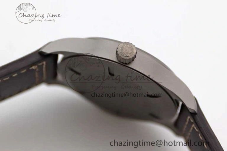 Mark XVIII IW327006 Titanium M+F 1:1 Best Edition Black Dial on Brown Leather Strap A35111