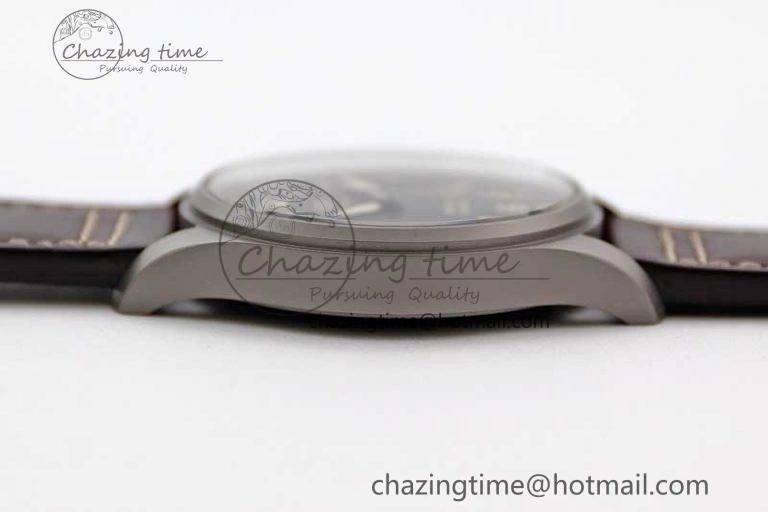 Mark XVIII IW327006 Titanium M+F 1:1 Best Edition Black Dial on Brown Leather Strap A35111
