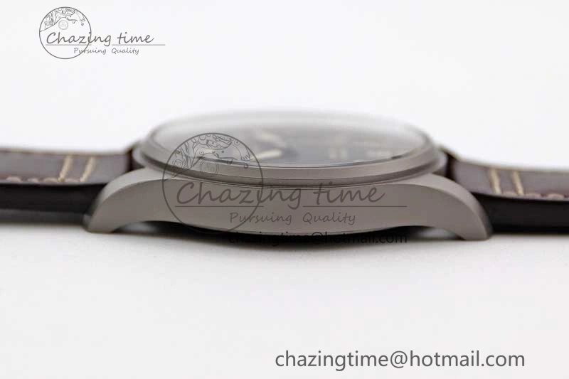Mark XVIII IW327006 Titanium M+F 1:1 Best Edition Black Dial on Brown Leather Strap A35111