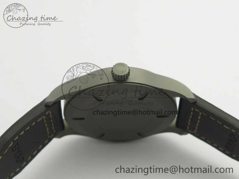 Mark XVIII IW327006 Titanium M+F 1:1 Best Edition Black Dial on Brown Leather Strap A35111