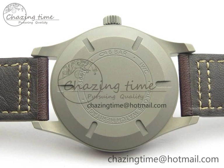 Mark XVIII IW327006 Titanium M+F 1:1 Best Edition Black Dial on Brown Leather Strap A35111