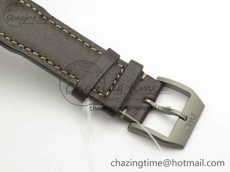 Mark XVIII IW327006 Titanium M+F 1:1 Best Edition Black Dial on Brown Leather Strap A35111