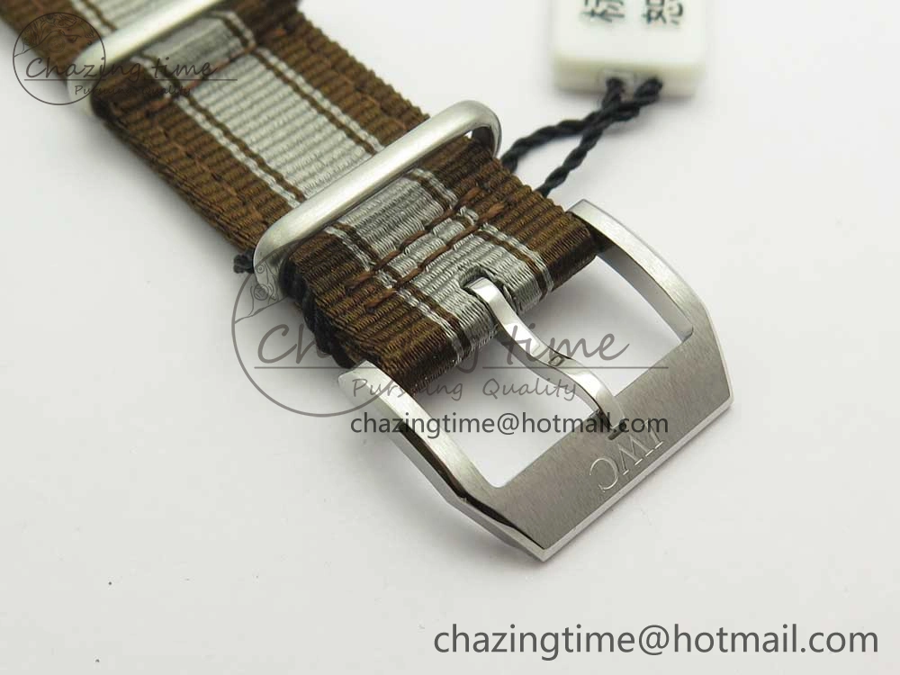 Mark XVIII IW327006 Titanium M+F 1:1 Best Edition Black Dial on Brown Leather Strap A35111