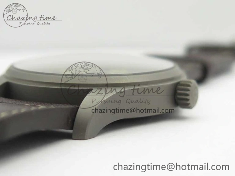 Mark XVIII IW327006 Titanium M+F 1:1 Best Edition Black Dial on Brown Leather Strap A35111