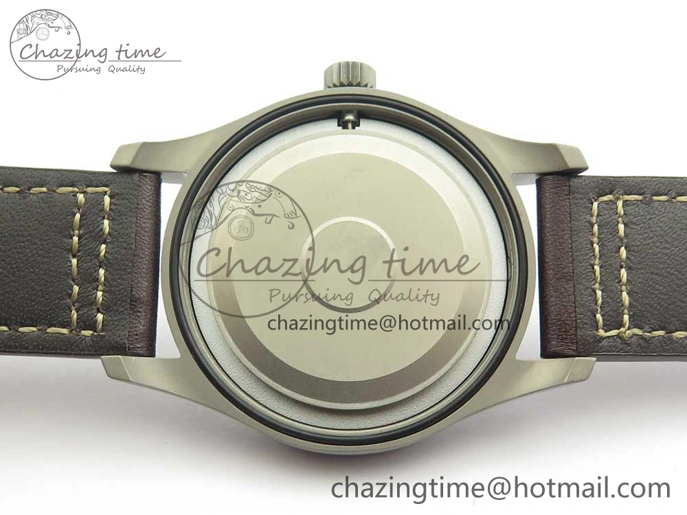 Mark XVIII IW327006 Titanium M+F 1:1 Best Edition Black Dial on Brown Leather Strap A35111