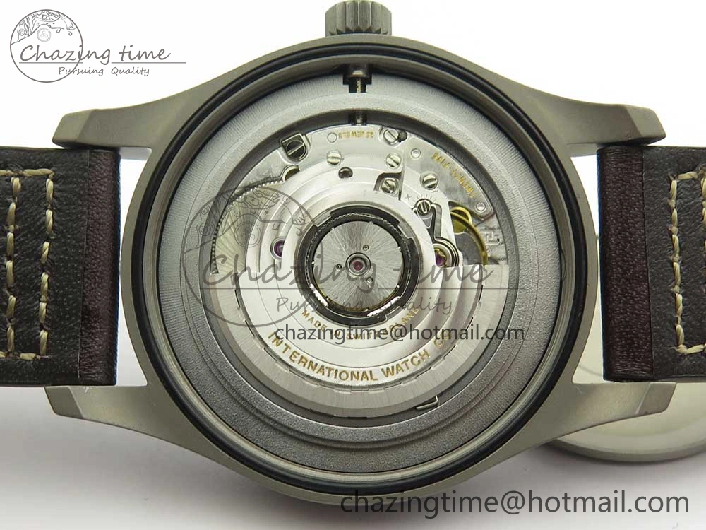 Mark XVIII IW327006 Titanium M+F 1:1 Best Edition Black Dial on Brown Leather Strap A35111