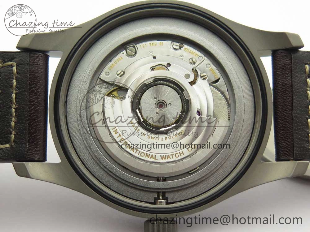 Mark XVIII IW327006 Titanium M+F 1:1 Best Edition Black Dial on Brown Leather Strap A35111