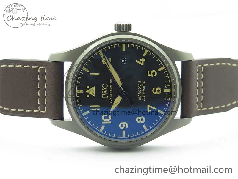 Mark XVIII IW327006 Titanium V7F 1:1 Best Edition Black Dial on Brown Leather Strap A2892