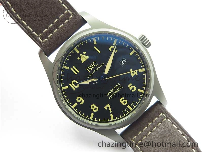 Mark XVIII IW327006 Titanium V7F 1:1 Best Edition Black Dial on Brown Leather Strap A2892