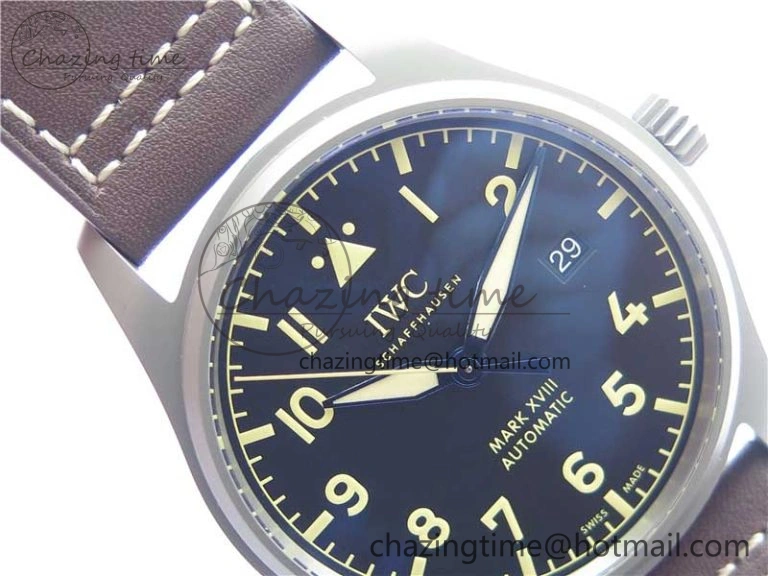Mark XVIII IW327006 Titanium V7F 1:1 Best Edition Black Dial on Brown Leather Strap A2892