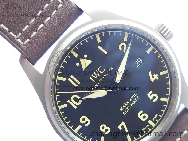 Mark XVIII IW327006 Titanium V7F 1:1 Best Edition Black Dial on Brown Leather Strap A2892