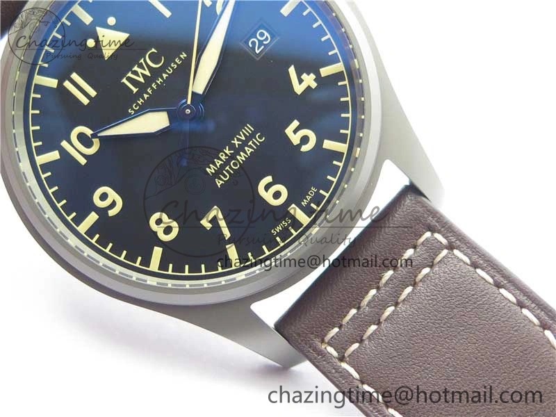 Mark XVIII IW327006 Titanium V7F 1:1 Best Edition Black Dial on Brown Leather Strap A2892