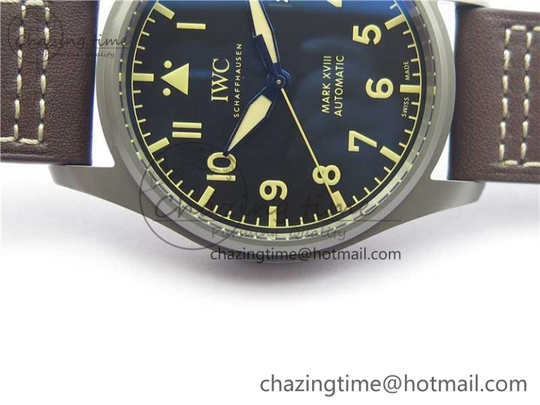 Mark XVIII IW327006 Titanium V7F 1:1 Best Edition Black Dial on Brown Leather Strap A2892