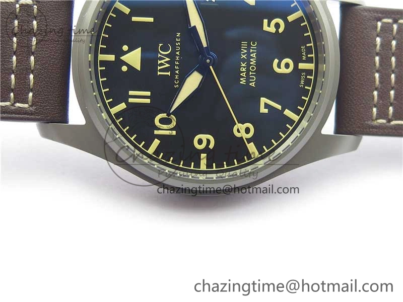 Mark XVIII IW327006 Titanium V7F 1:1 Best Edition Black Dial on Brown Leather Strap A2892