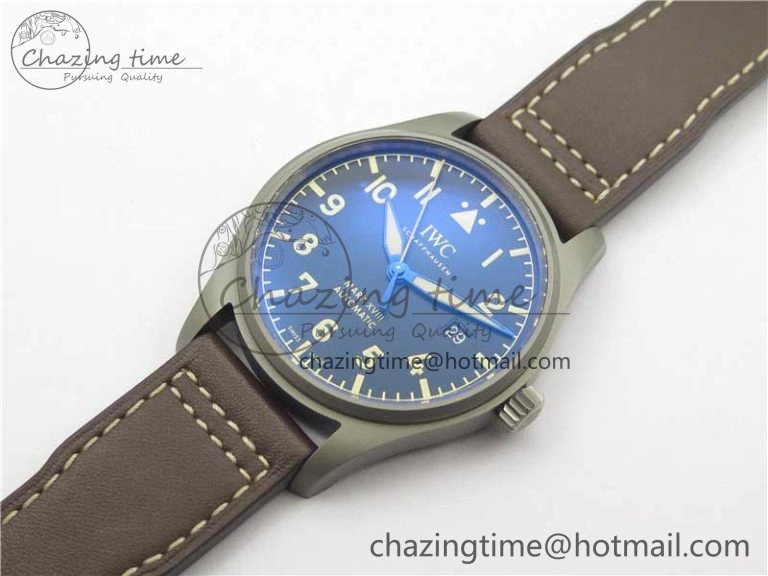 Mark XVIII IW327006 Titanium V7F 1:1 Best Edition Black Dial on Brown Leather Strap A2892